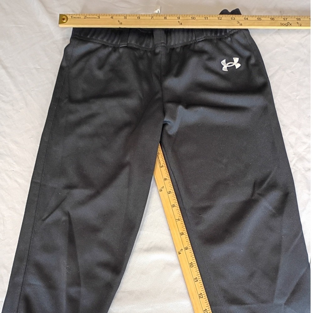 Under Armour Athletic Pants Kids L Black Excellent Tapered Logo Joggers